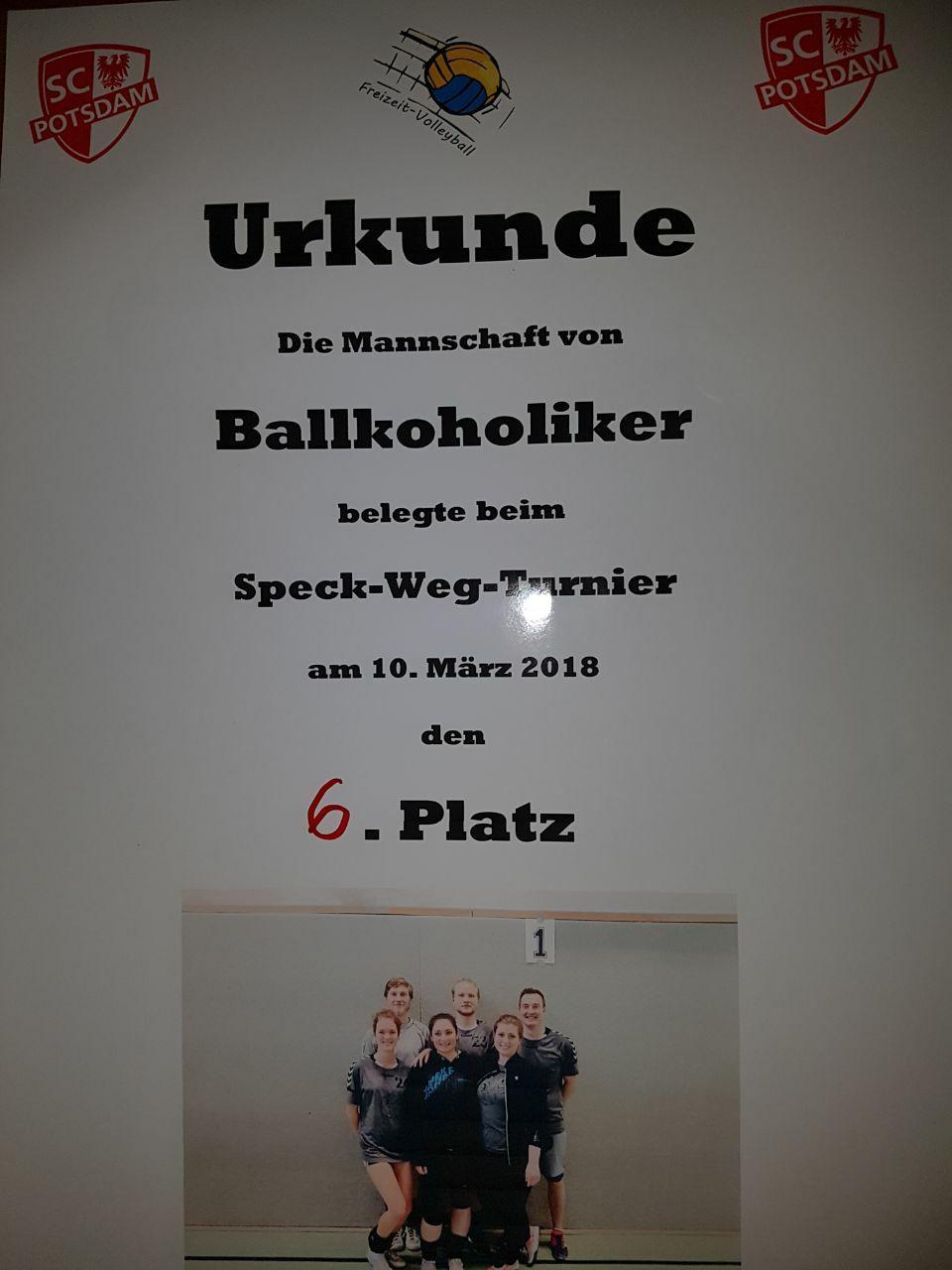 Urkunde Speck-Weg-Turnier 10.03.2018